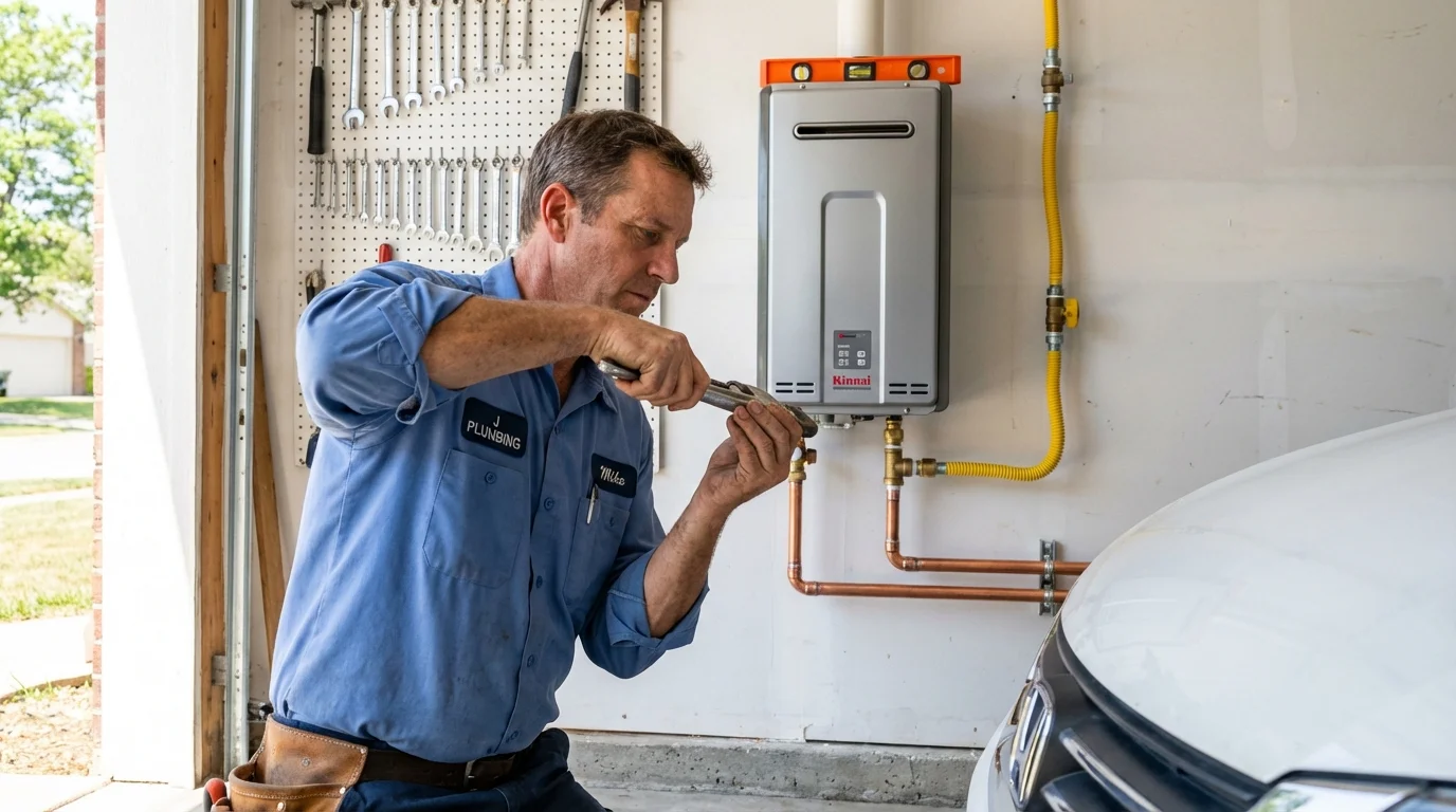 Tankless water heater installation by a Johns Plumbing LLC plumber in Kalona